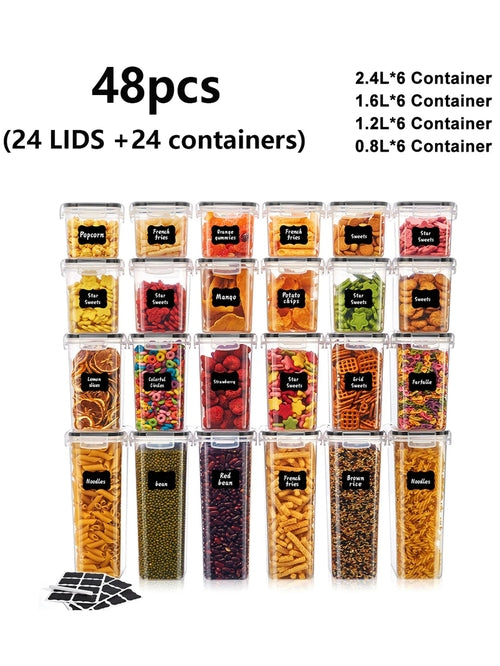 48pcs,kitchen gadgets, sealed pasta boxes with LIDS, labels and markin