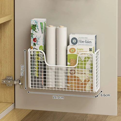 Punch-free Kitchen Cabinet Door Storage Box Iron Rack Wall-mounted Cab