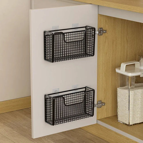 Punch-free Kitchen Cabinet Door Storage Box Iron Rack Wall-mounted Cab