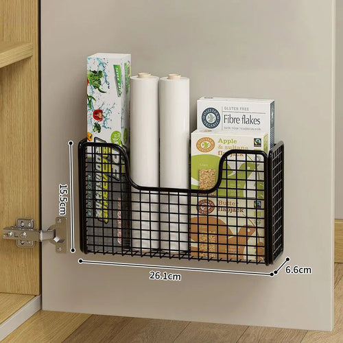 Punch-free Kitchen Cabinet Door Storage Box Iron Rack Wall-mounted Cab