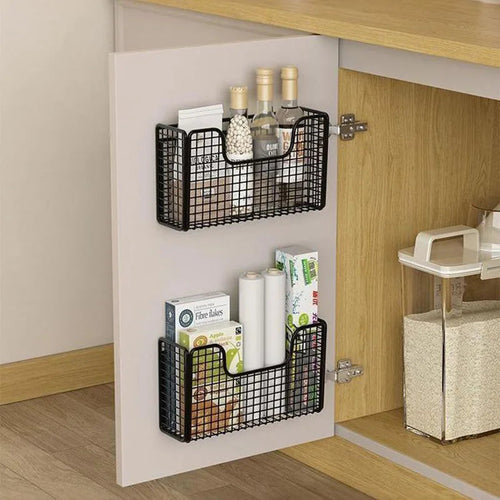 Punch-free Kitchen Cabinet Door Storage Box Iron Rack Wall-mounted Cab