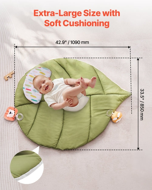 Baby Play Gym Mat, Baby Activity Mat with 6 Sensory Toys, Oversize