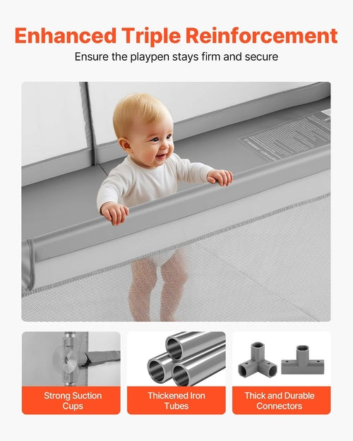 Baby Playpen, 2000 x 1490mm Large Toddlers Playpen, Indoor/Outdoor